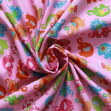 Multi Floral Elephants Pink 100% Cotton Printed Poplin 60" Wide (150cm) 100GSM