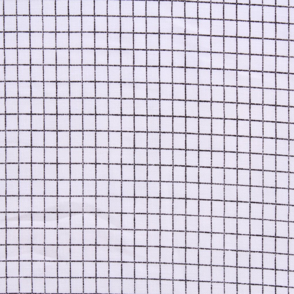 White Small Checks - 100% Polyester Printed Santana Yarn, 150cm Wide, 90GSM