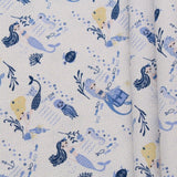 Mermaids Themed Quilting Cotton, Under the Sea Collection, Blue & White, FF312.2