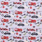 Vehicles Themed Quilting Cotton, Zoom Collection, Blue, Grey, Green