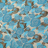 Shimmer Brocade Jacquard Abstract Rose Fabric Turquoise