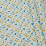 Seahorses Themed Quilting Cotton, Under the Sea Collection, Green, FF315.3