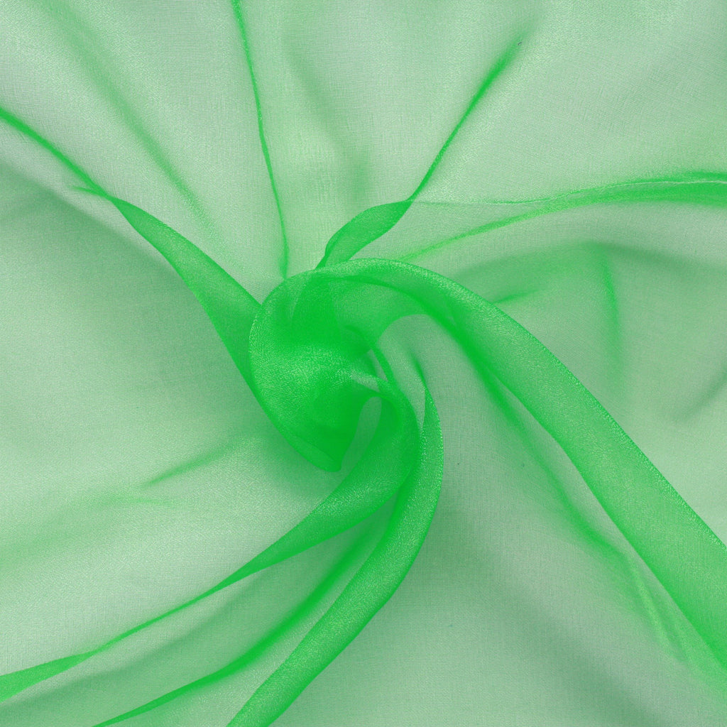 Plain Shimmer Organza Fabric Green 100% Nylon , 60" Wide