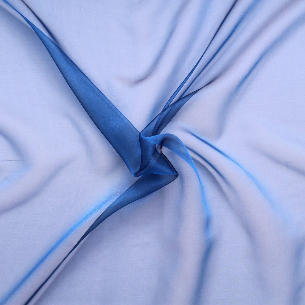Plain Shimmer Organza Fabric Blue (Mollases) 100% Nylon , 60" Wide