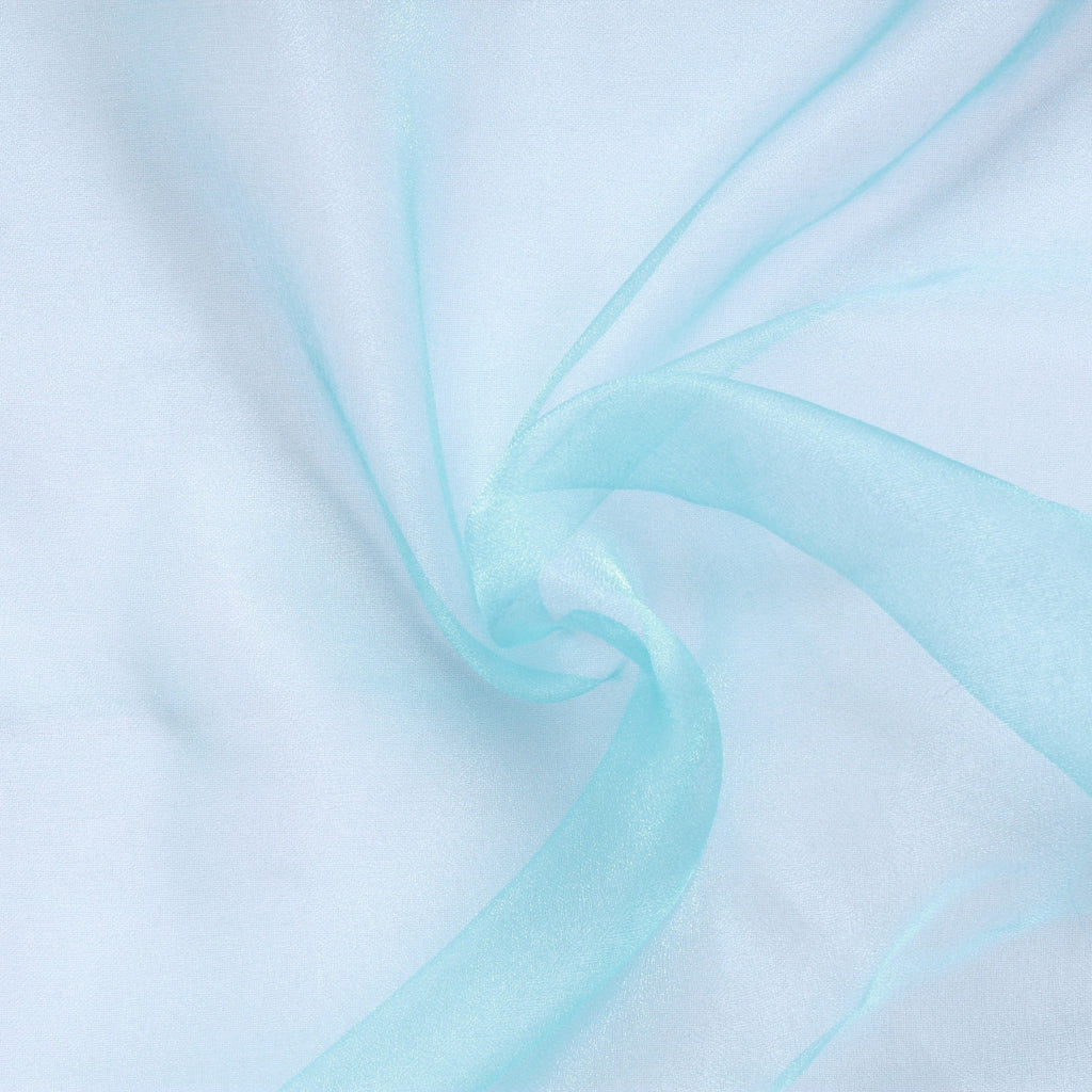 Plain Shimmer Organza Fabric Light Blue (Sky Blue) 100% Nylon , 60" Wide