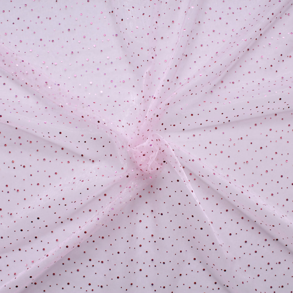 Spot Organza Fabric (Pale) Pink 100% Nylon , 60" Wide