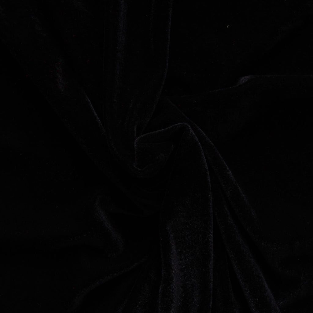 Premium Plain Polyester Sparkle Spandex Velvet - Black