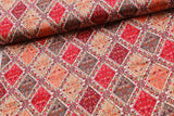 100% Rayon Fabric, Ethnic Geometric, Floral Leaves 