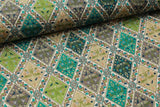 100% Rayon Fabric, Ethnic Geometric - Green 