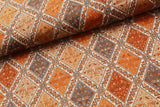 100% Rayon Fabric, Ethnic Geometric - Orange