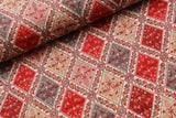 100% Rayon Fabric, Ethnic Geometric - Red