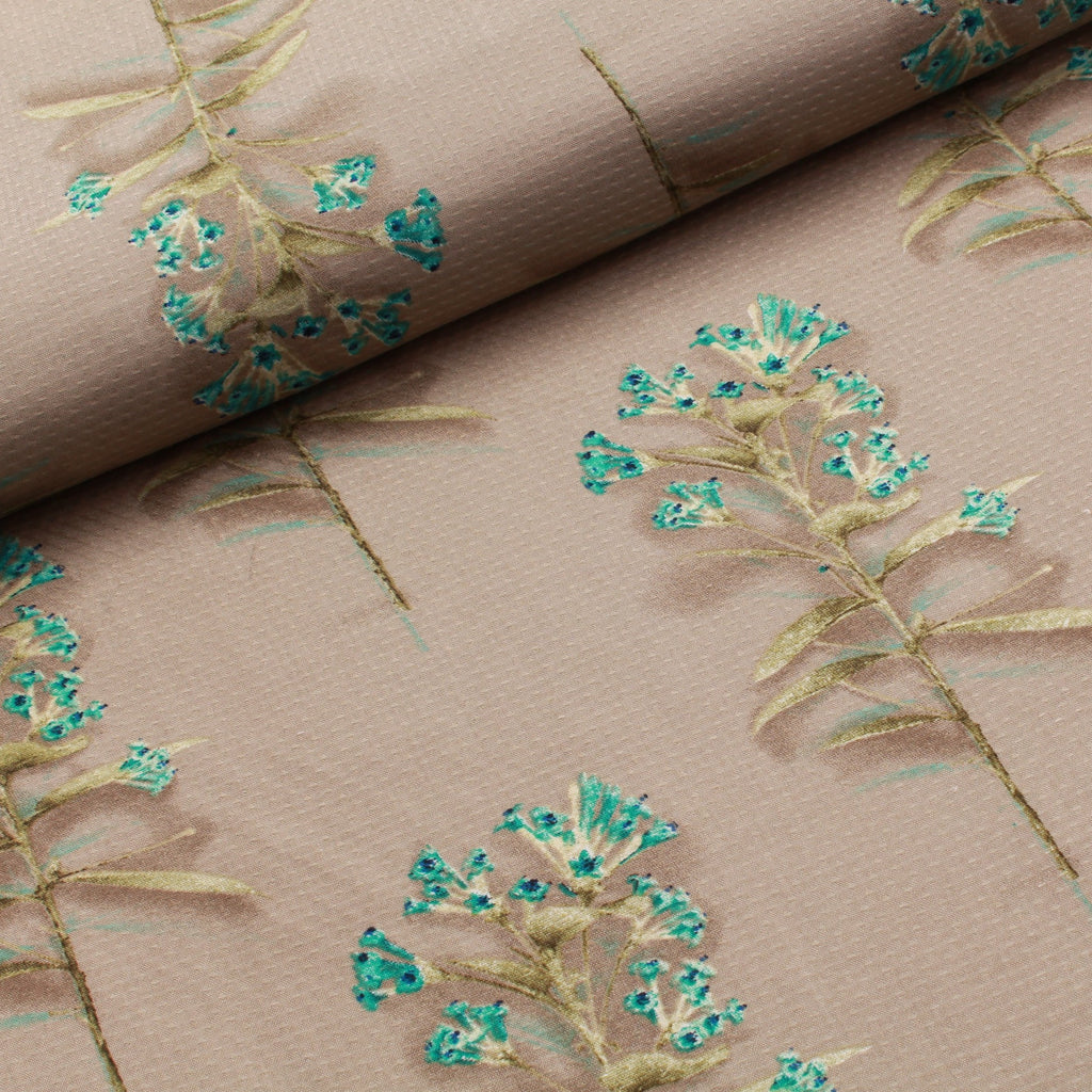100% Rayon Fabric, Spring Floral Leaves
