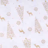 Reindeer's First Christmas Gold Metallic Christmas Foil 100% Quilting Cotton, Approx 44" Wide (112cm)