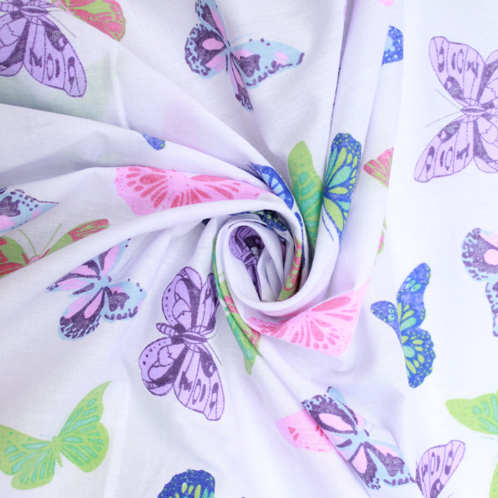 Colourful Butterflies Printed Polycotton, 44" Wide