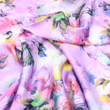 Classy Luxurious Lounge-Wear Floral Silky Satin 60" Wide Lilac