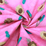 3 Metres Premium 100% Cotton 'Darpan Print 44" -  Sunflower - Pink'