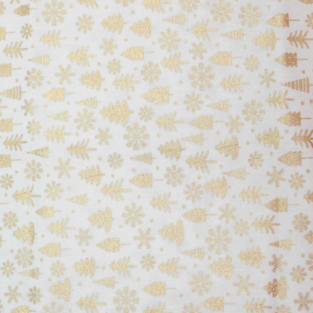 Gold Foil Premium 100% Quilting Cotton "Winter Snowflake" - Variations Available