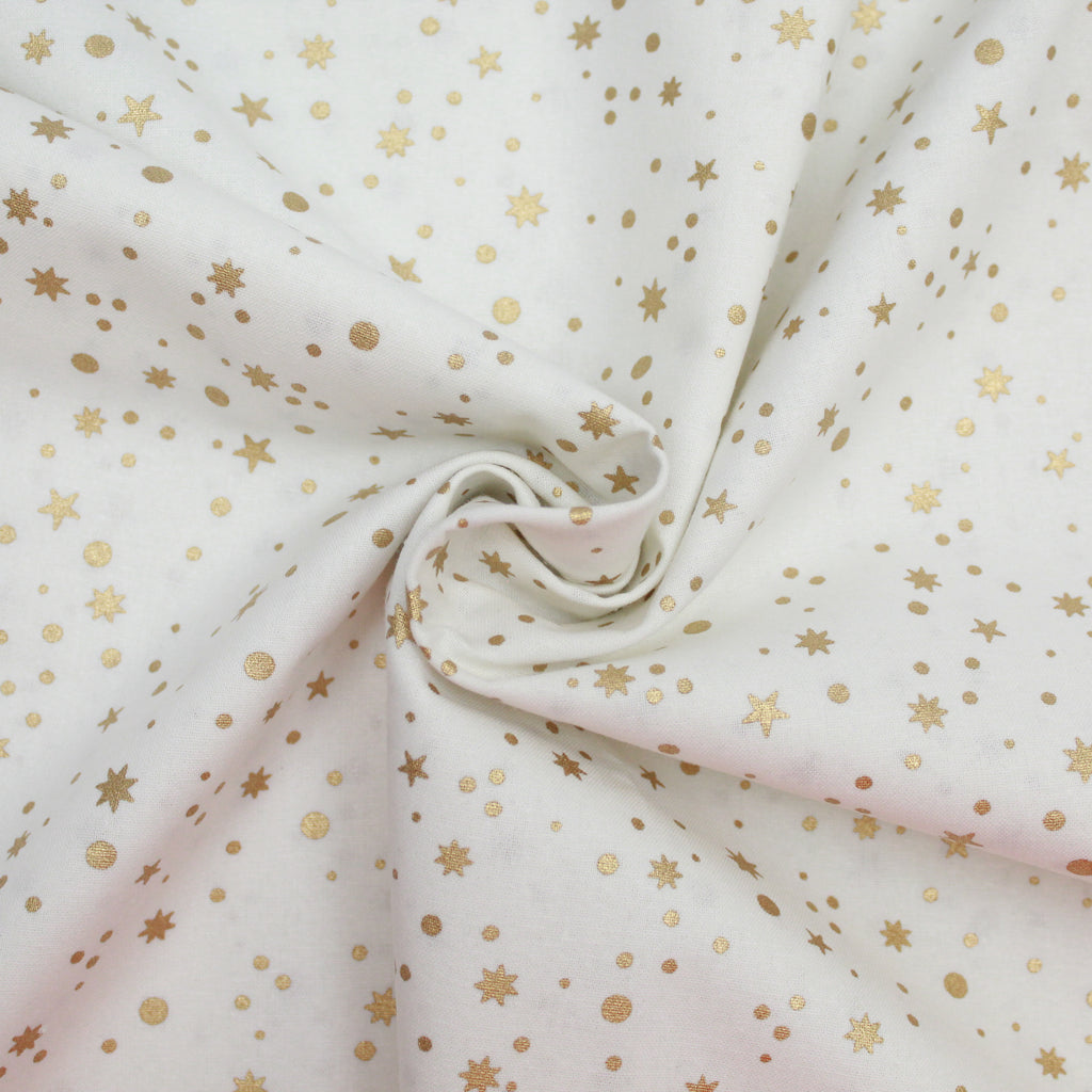 Gold Foil Premium 100% Quilting Cotton "Stars" - Variations Available