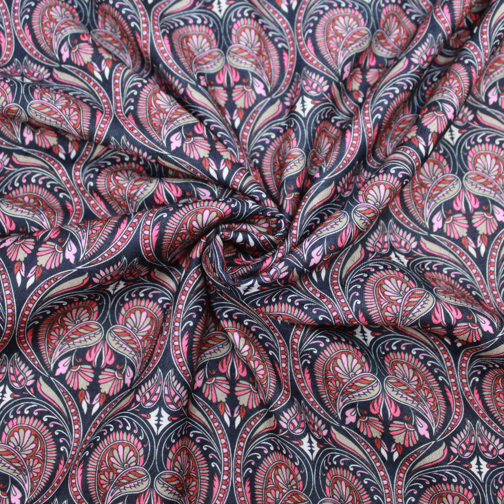 3FOR10 Super Soft Printed Cashmere Effect Fabric  - 45" Wide Pink Paisley