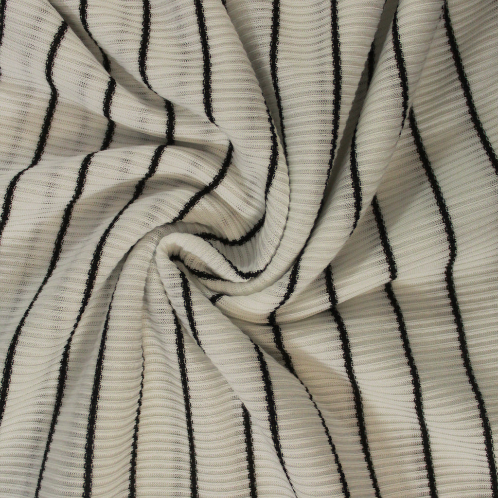 3 Metres Premium Quality, Crinkle Striped Jersey, Black & White 60" Wide
