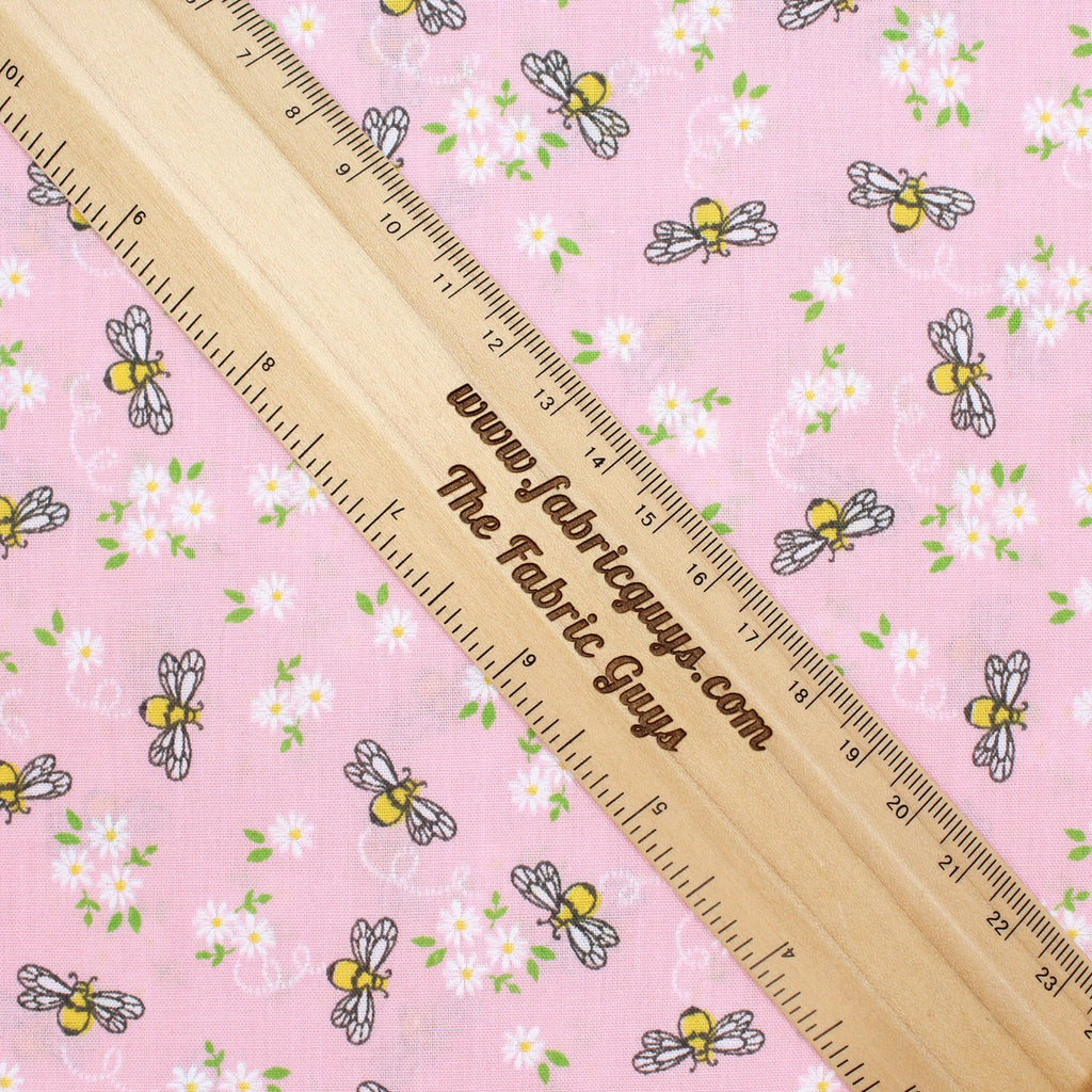 Polycotton Fabric - 'Buzzing Bees' - 44" Wide