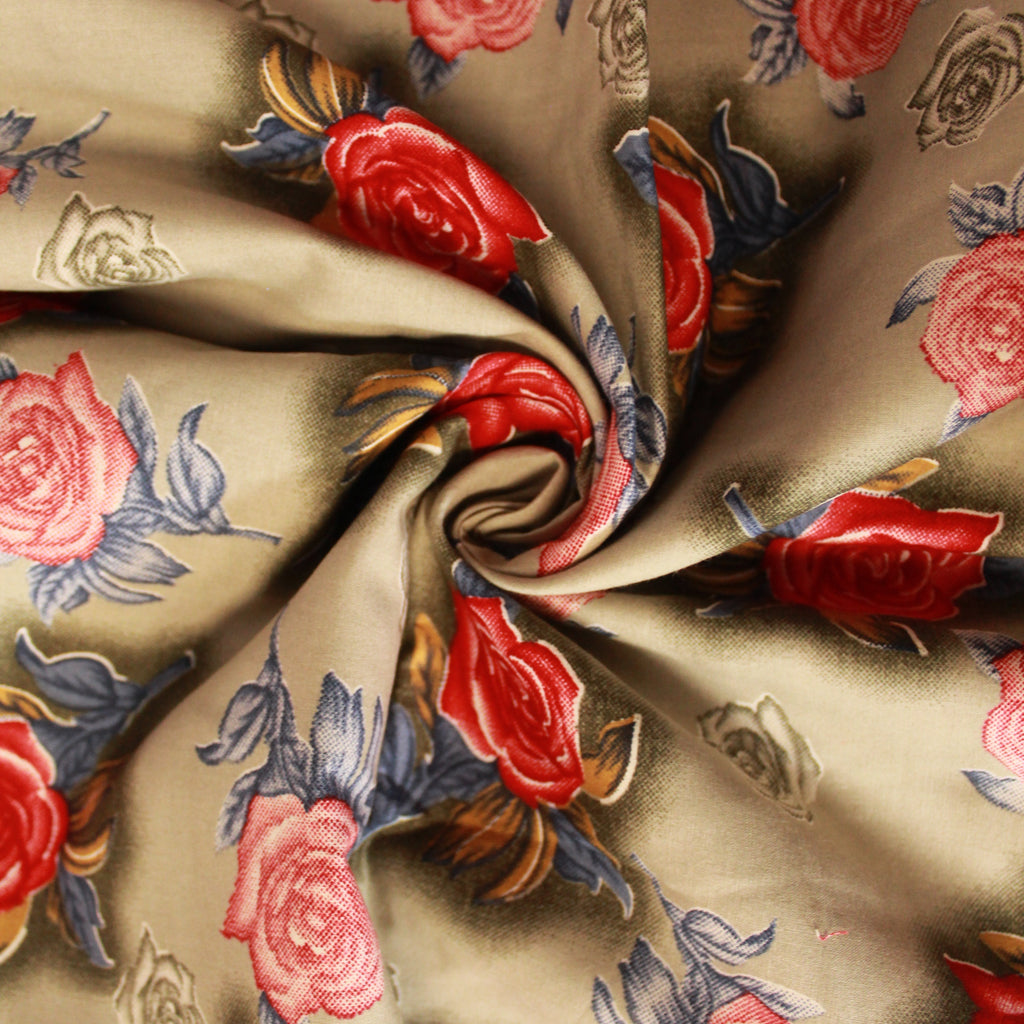 3 Metres Premium 100% Cotton 'Darpan Print - Rose - Red'