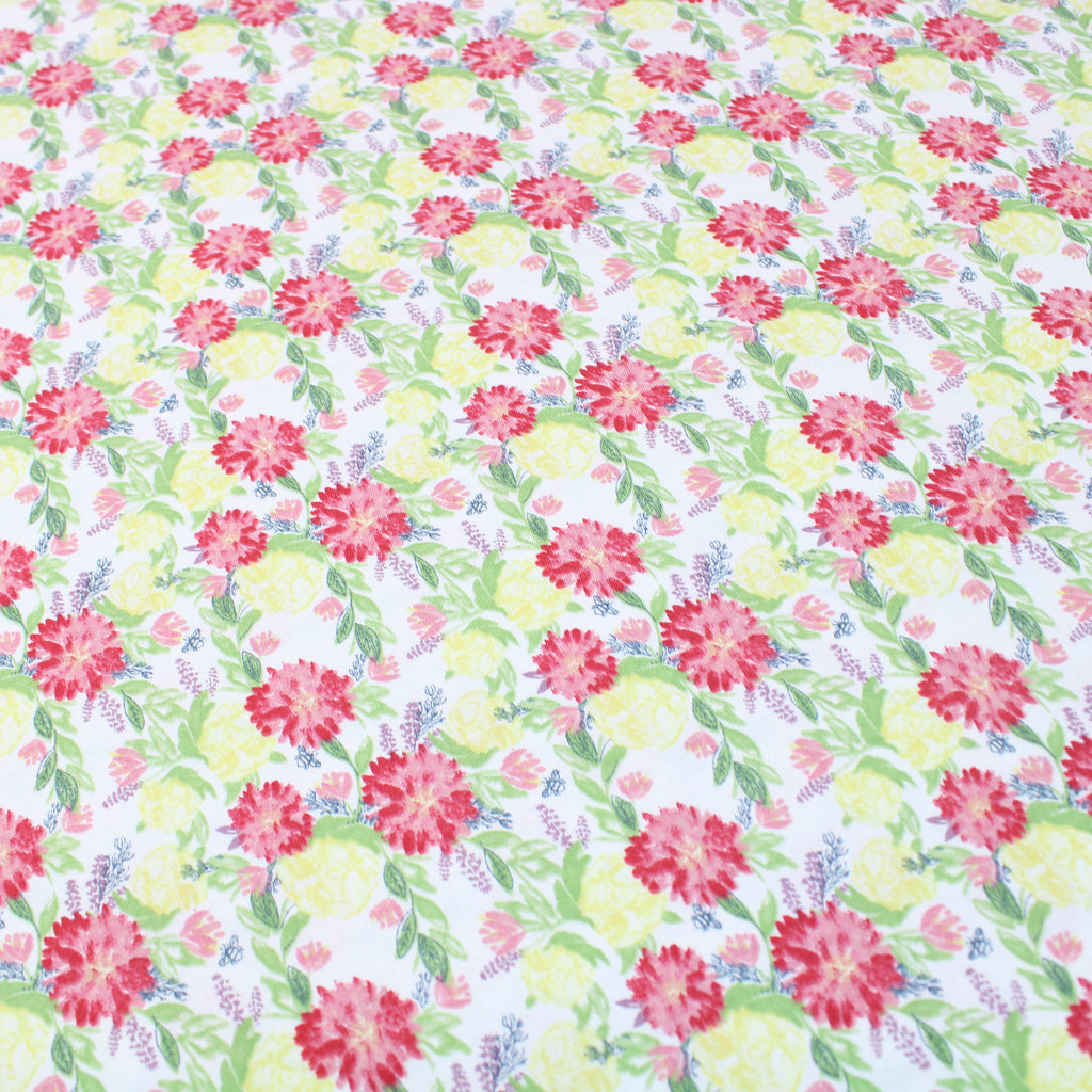 100% Digital Quilting Cotton, Meadow Collection, 'Pink Hydrangea', 44" Wide