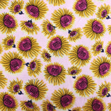 3 Metres Floral Printed Viscose 'Sunflower' 60" Wide Lilac