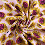 3 Metres Floral Printed Viscose 'Sunflower' 60" Wide Lilac