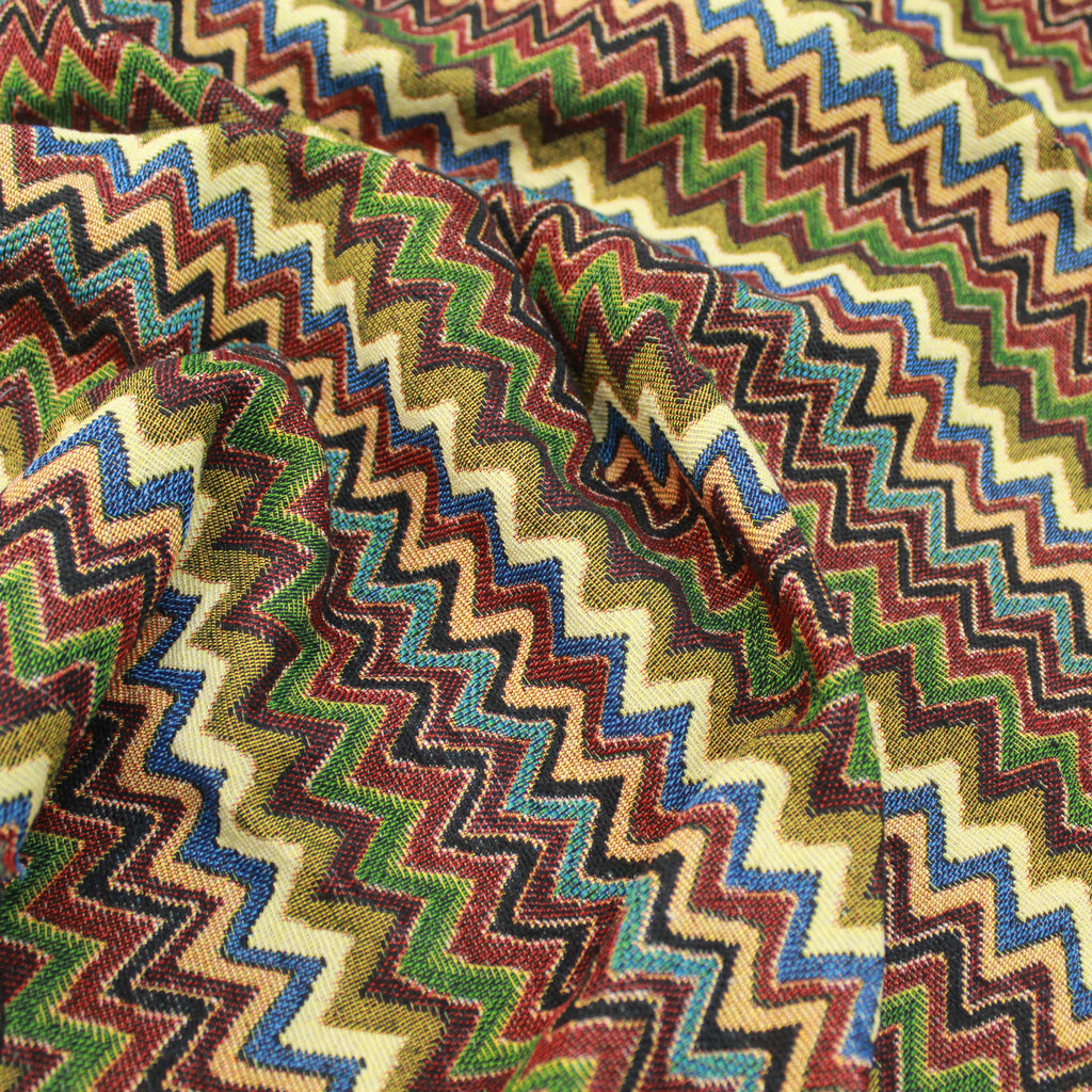 Premium Quality Chevron Printed Soft Tapestry Fabric - 60" Wide Multicoloured