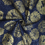 100% Premium Oriental Cotton 60" Wide "Gold Foiled Navy Print"