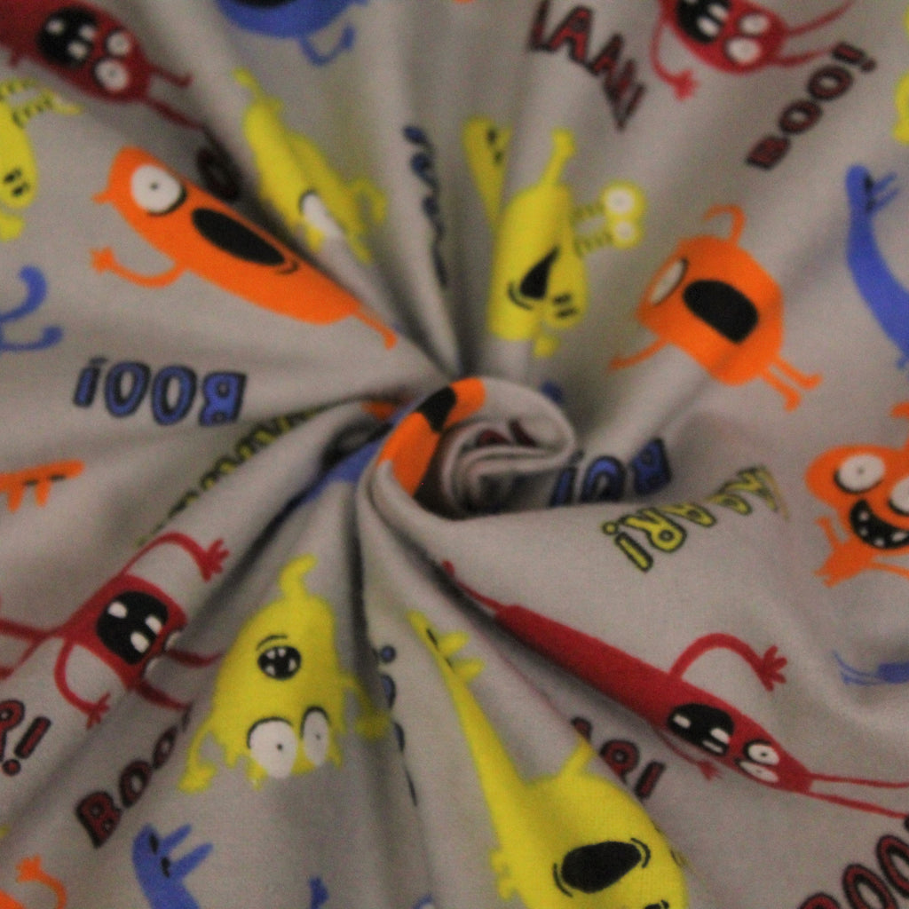 Funky Monsters - Brushed Cotton -44" Wide