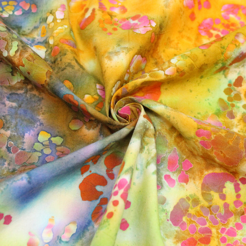 Batik Fabric, Large Floral, 45" Wide