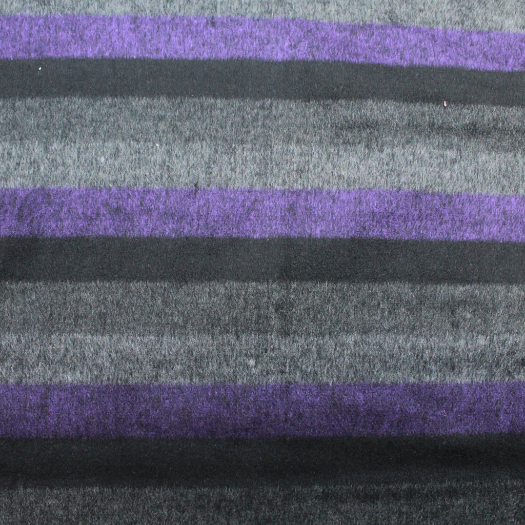 3FOR10 Brushed Effect Striped Wool Blend 60" Wide Black & Purple
