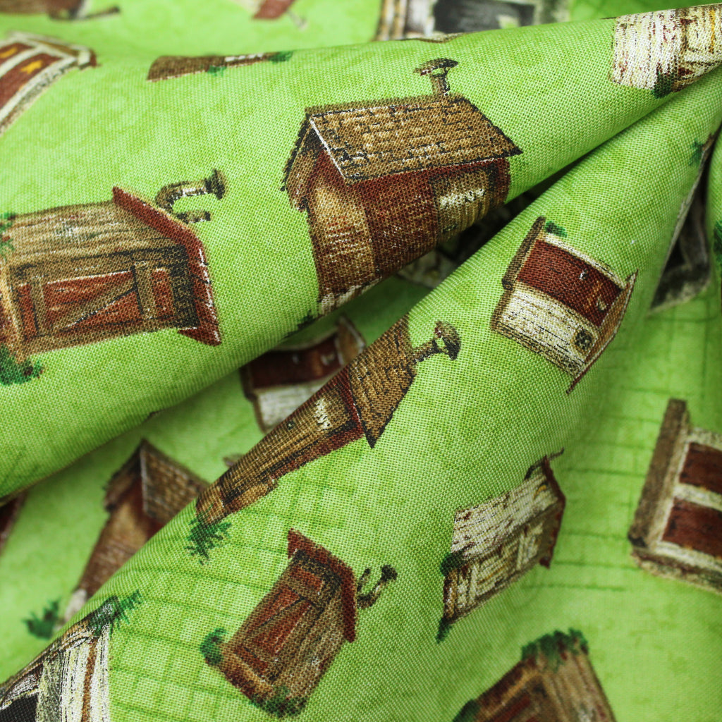 100% Cotton 'Huts in the Woods' 44" Wide
