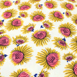 3 Metres Floral Printed Viscose 'Sunflower' 60" Wide Beige