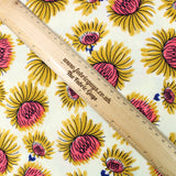 3 Metres Floral Printed Viscose 'Sunflower' 60" Wide Beige