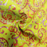 100% Cotton Batik Fabric - Swirls - 44" Wide Lime Green & Orange