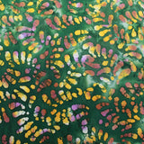 100% Cotton Batik Fabric - Painted Splashes - 44" Wide Dark Green & Orange