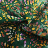 100% Cotton Batik Fabric - Painted Splashes - 44" Wide Dark Green & Orange