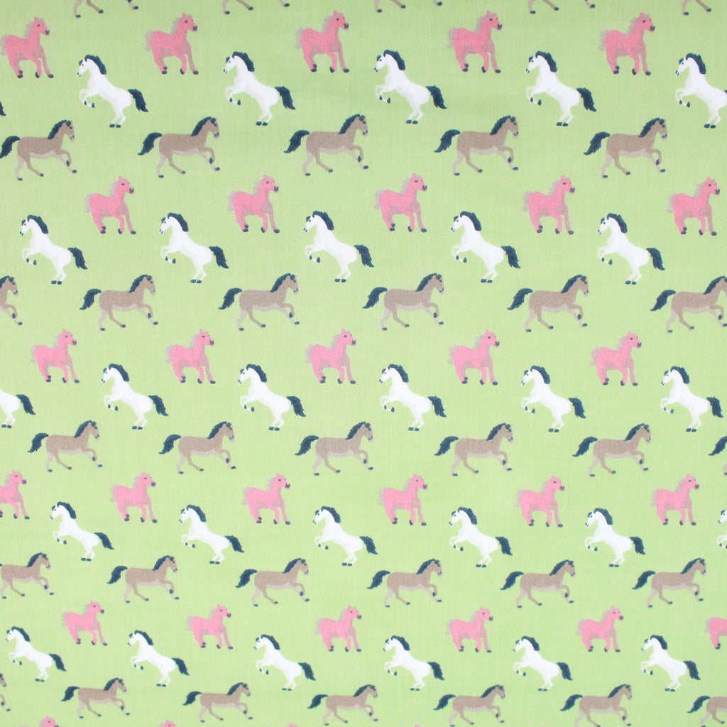 Multicoloured Horses Printed Polycotton, 44" Wide - Variations Available