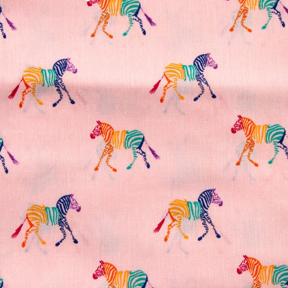 Multicoloured Zebras Printed Polycotton, 44" Wide - Variations Available