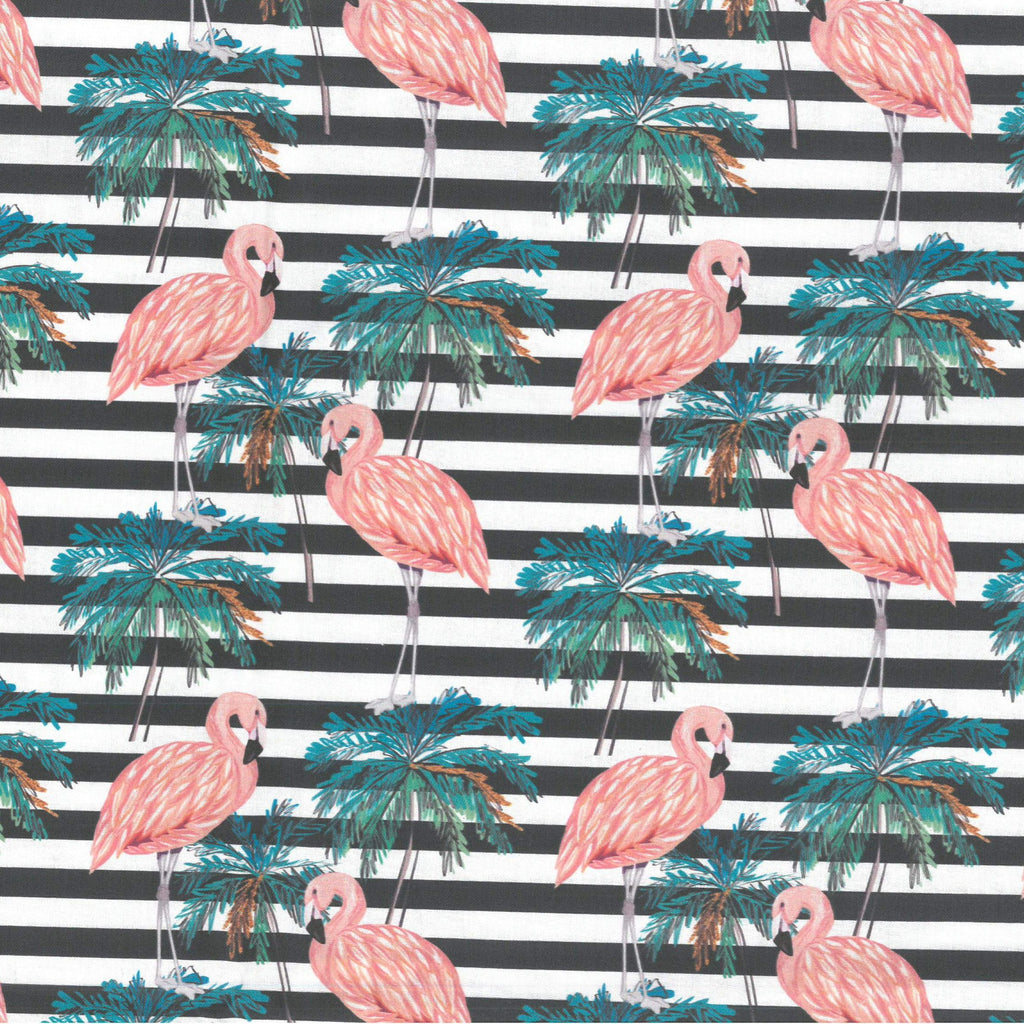 100% Quilting Cotton 'Fancy Flamingoes' - 60" Wide