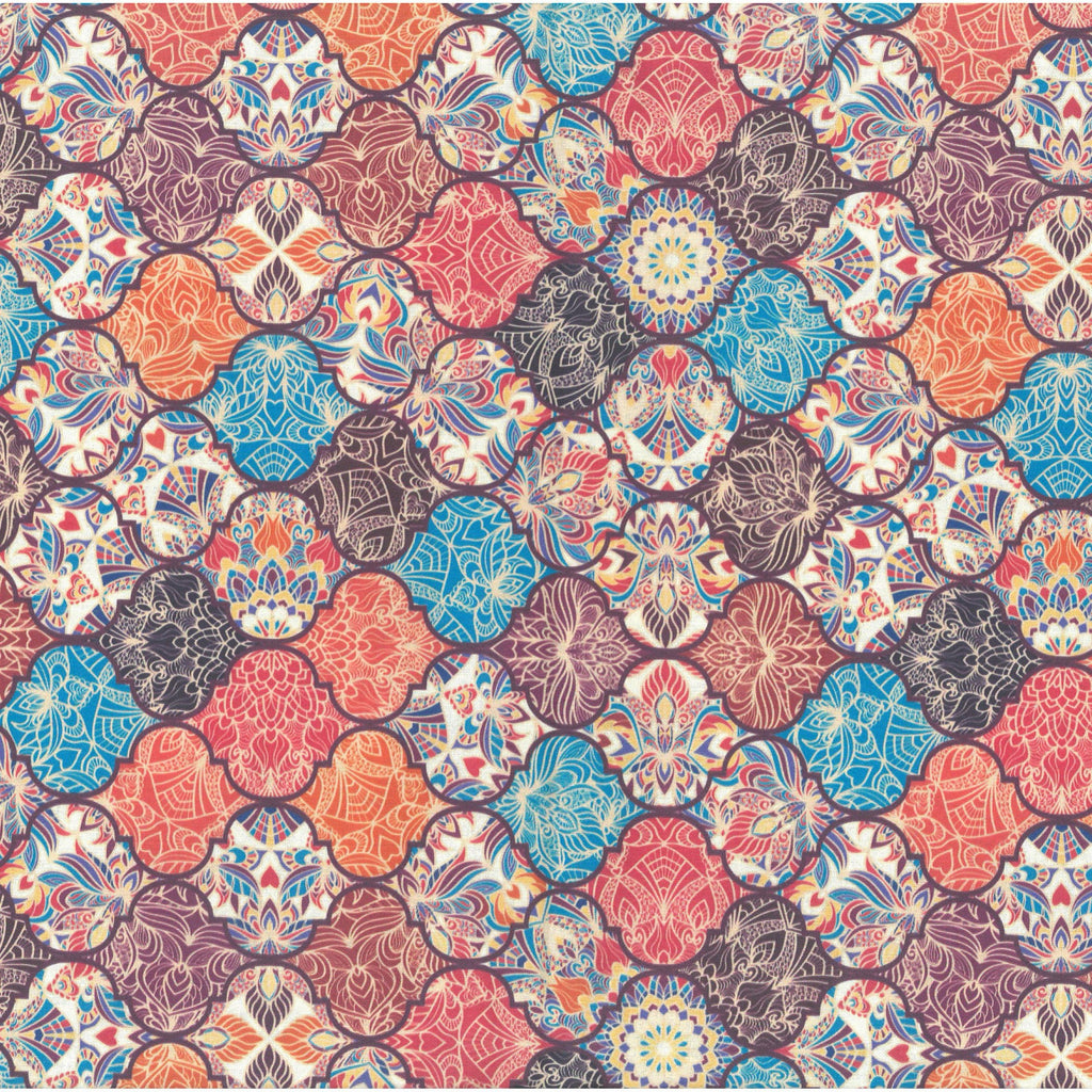 100% Quilting Cotton 'Mosaic Ethnic' - 60" Wide