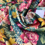 Classy Luxurious Lounge-Wear Floral Silky Satin 60" Wide  Tropical Blue