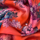 Classy Luxurious Lounge-Wear Floral Silky Satin 60" Wide  Fuchsia Pink