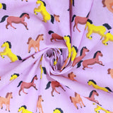 Multicoloured Horses Printed Polycotton, 44" Wide - Variations Available