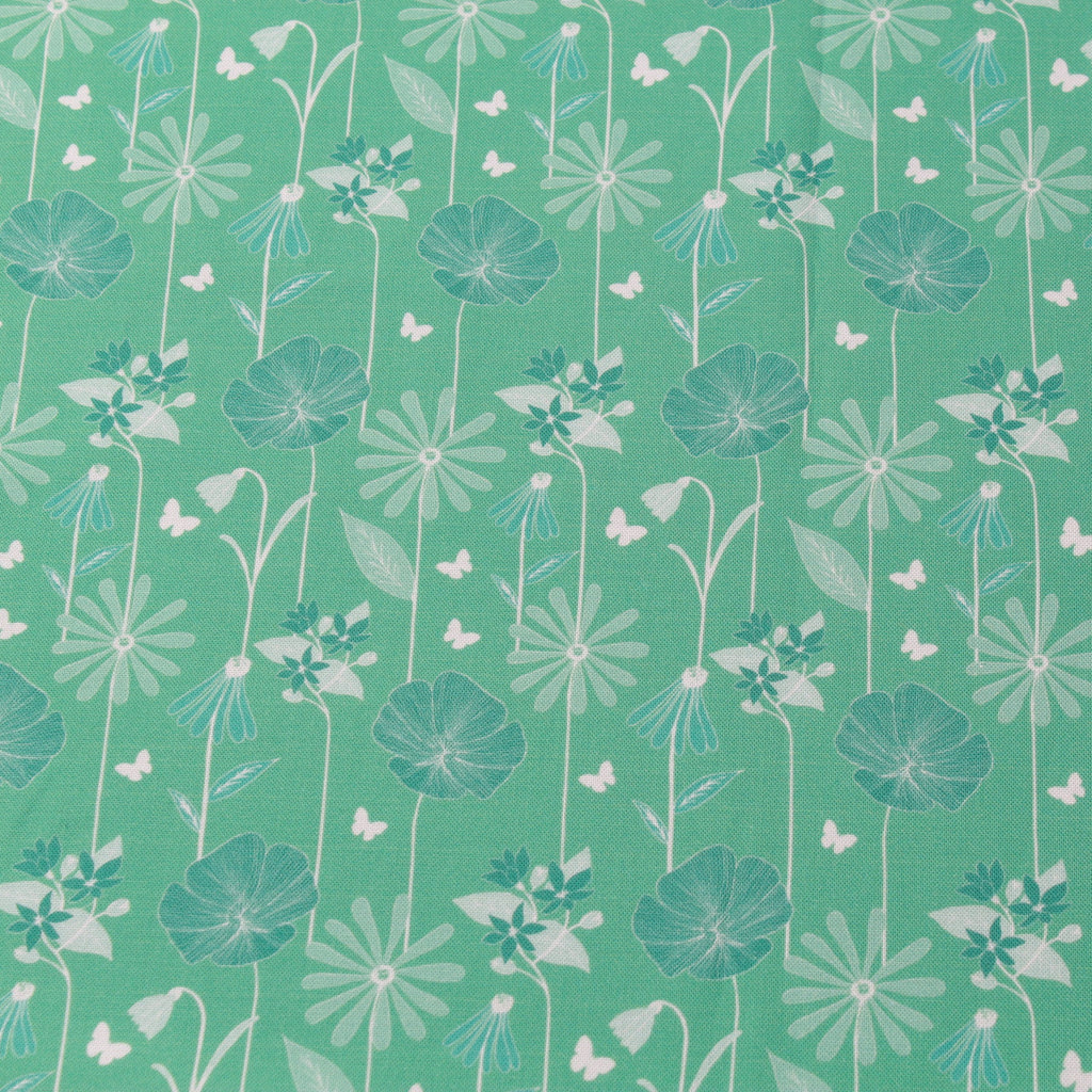 TFG Turquoise Quilting Cotton, Large Floral, Springtime Floral Collection FF399.2