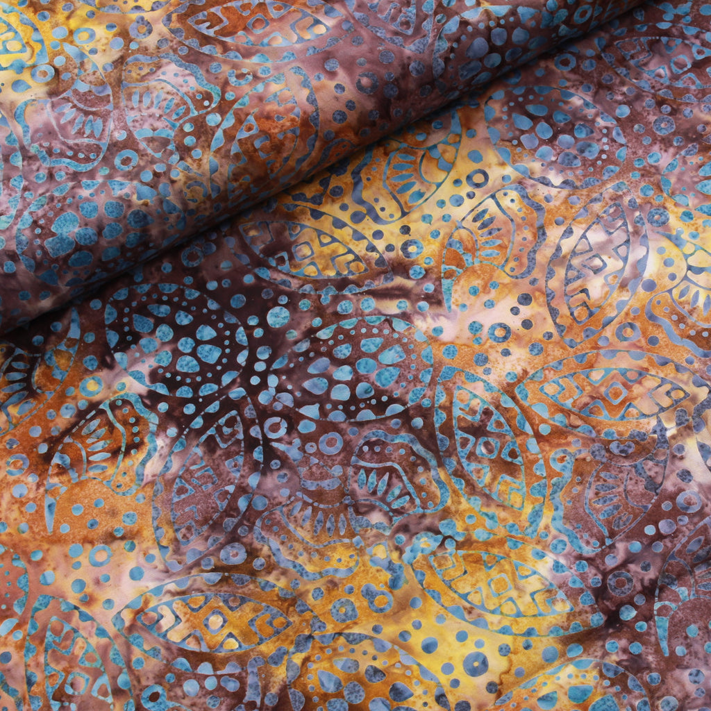 Bali Indonesian Batik, Oyster Spots Swirls, 44" - Mustard BK130 B