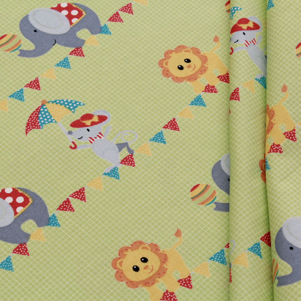 Circus Elephants Quilting Cotton, Bright Colors, Circus Collection, FF295.1, Premium Cotton